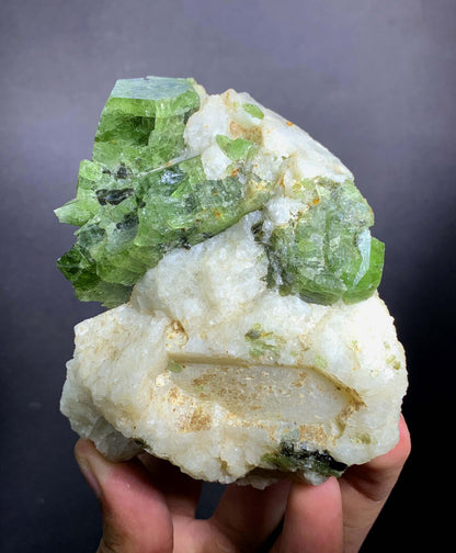 Green Diopside Crystals On Matrix From Afghanistan - 543 Grams