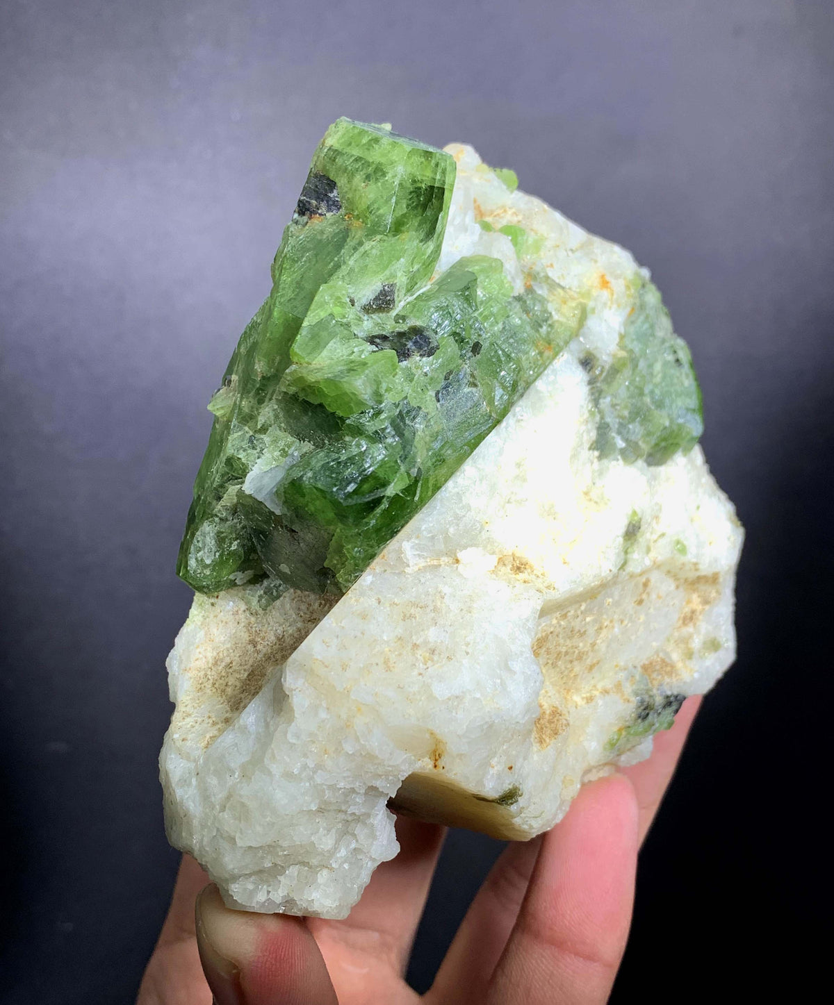 Green Diopside Crystals On Matrix From Afghanistan - 543 Grams