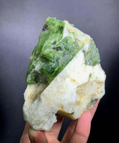 Green Diopside Crystals On Matrix From Afghanistan - 543 Grams
