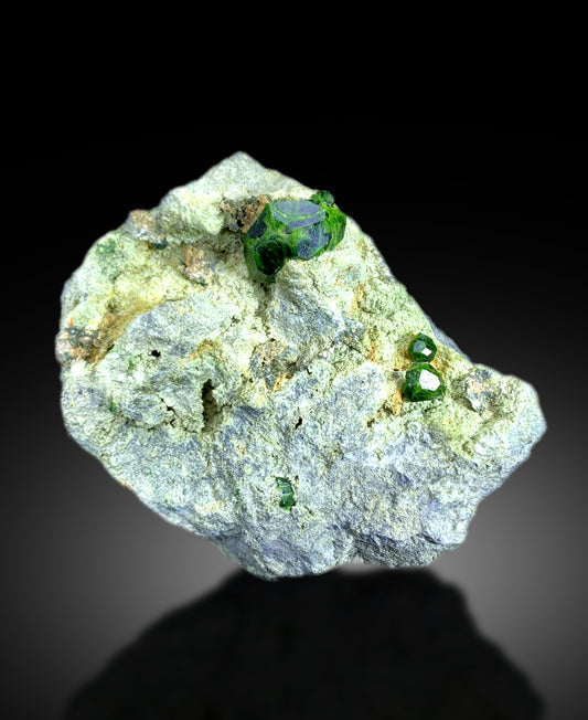 Green Demantoid Garnet Crystals on Matrix, Natural Demantoid Specimen - 653 gram