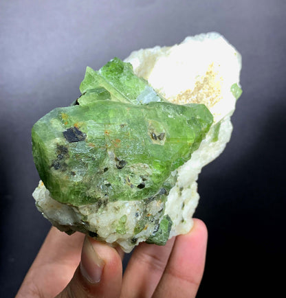 Green Diopside Crystals On Matrix From Afghanistan - 543 Grams