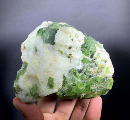 Green Diopside Crystals On Matrix From Afghanistan - 543 Grams