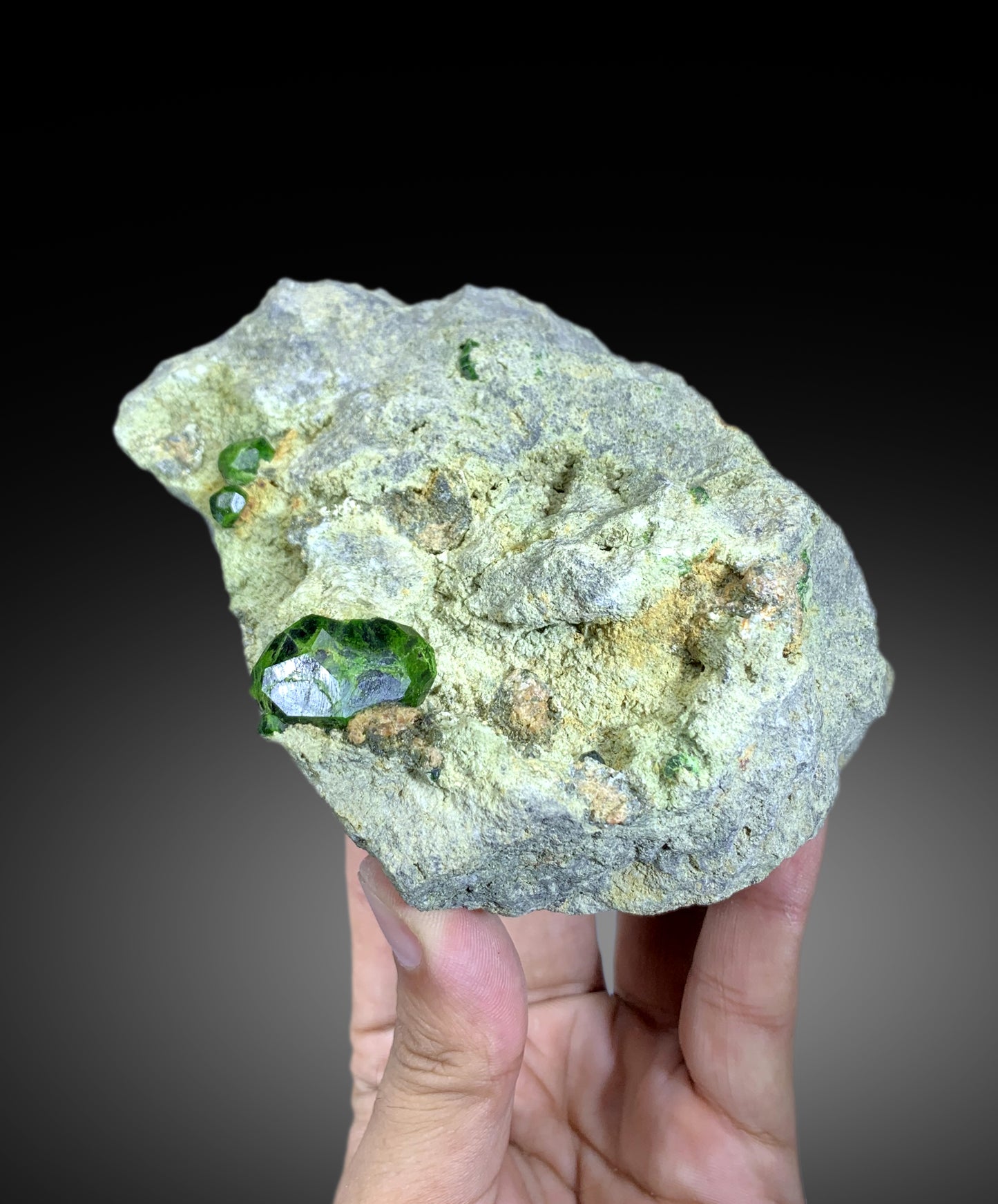 Green Demantoid Garnet Crystals on Matrix, Natural Demantoid Specimen - 653 gram