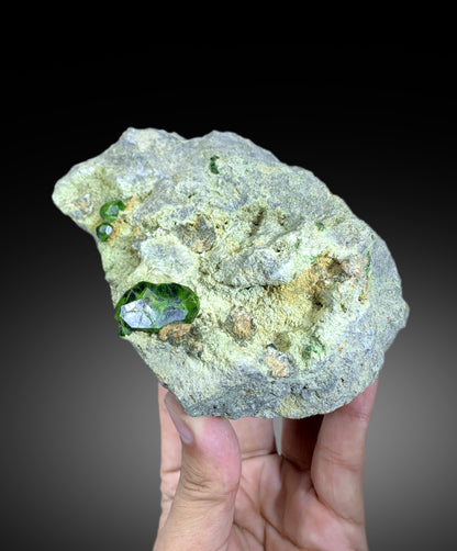 Green Demantoid Garnet Crystals on Matrix, Natural Demantoid Specimen - 653 gram