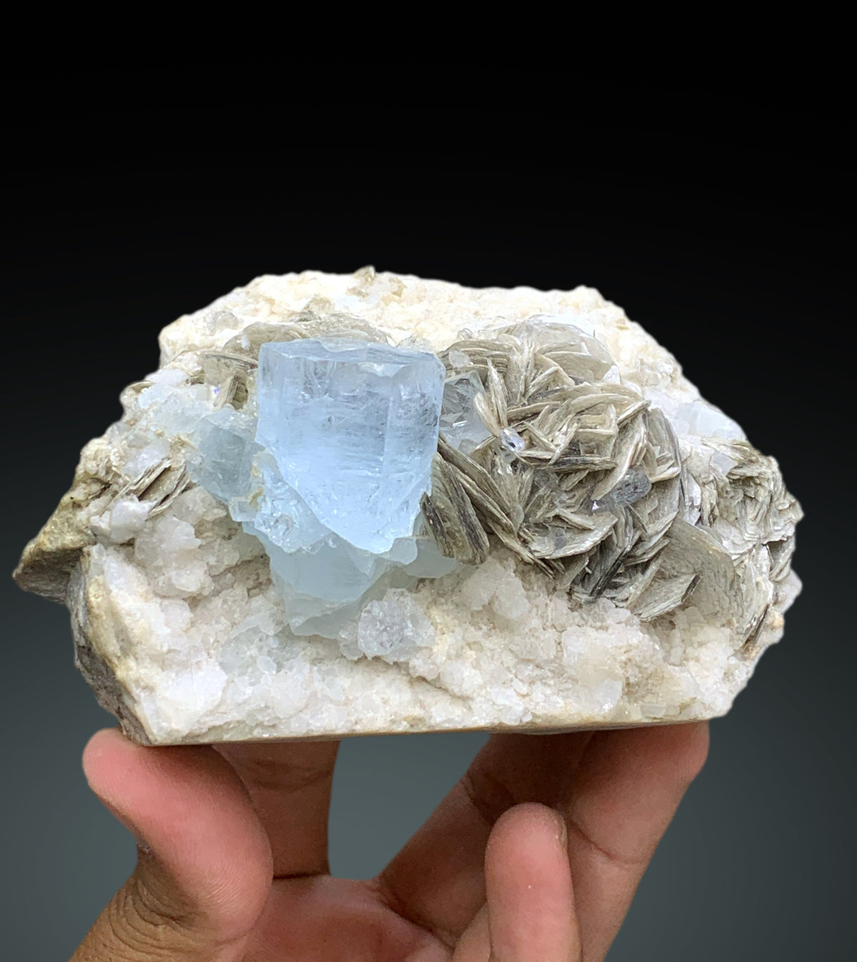 Sky Blue Aquamarine with Muscovite Mica from Nagar Mine Skardu Pakistan - 630 gram