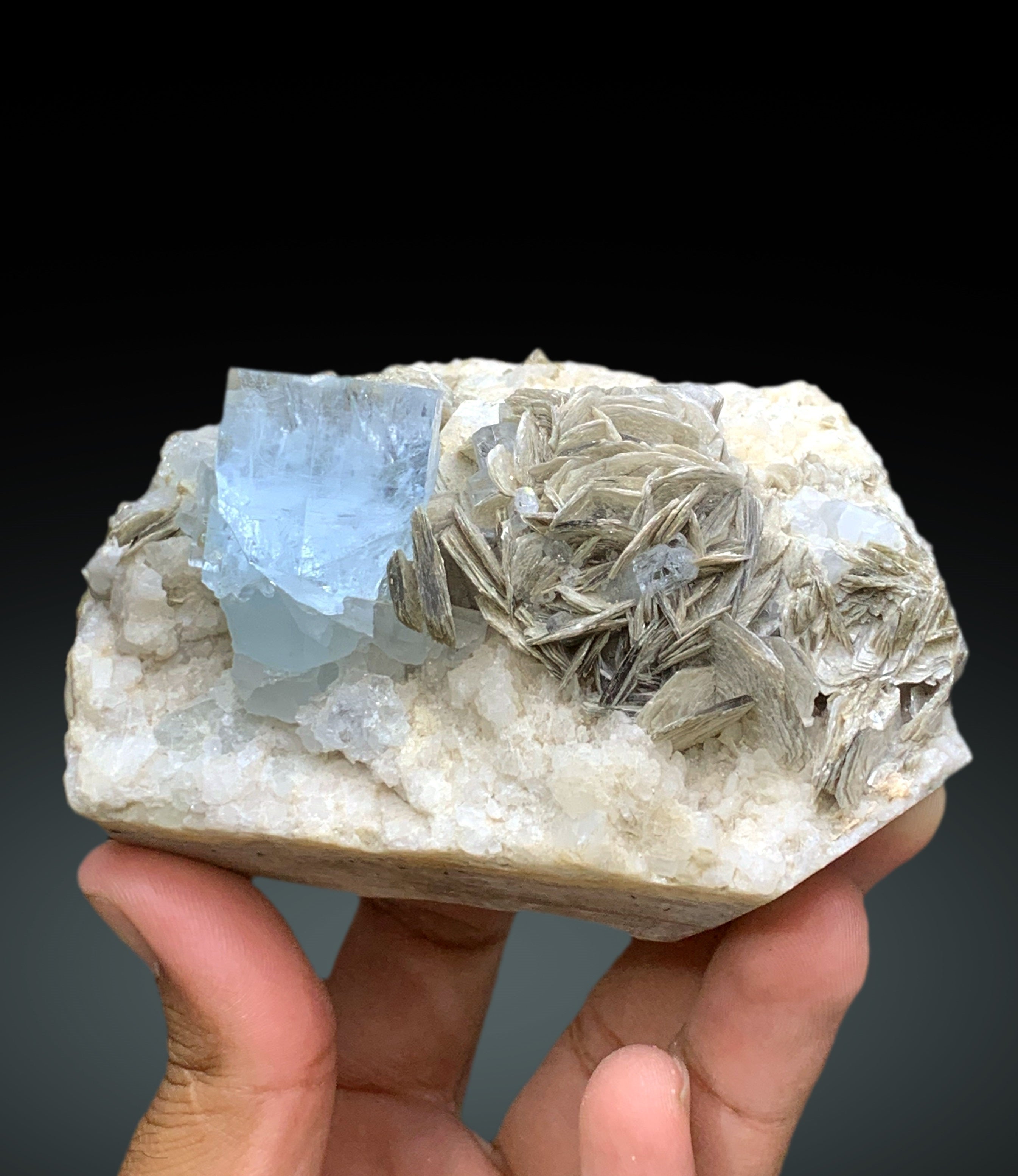 Sky Blue Aquamarine with Muscovite Mica from Nagar Mine Skardu Pakistan - 630 gram