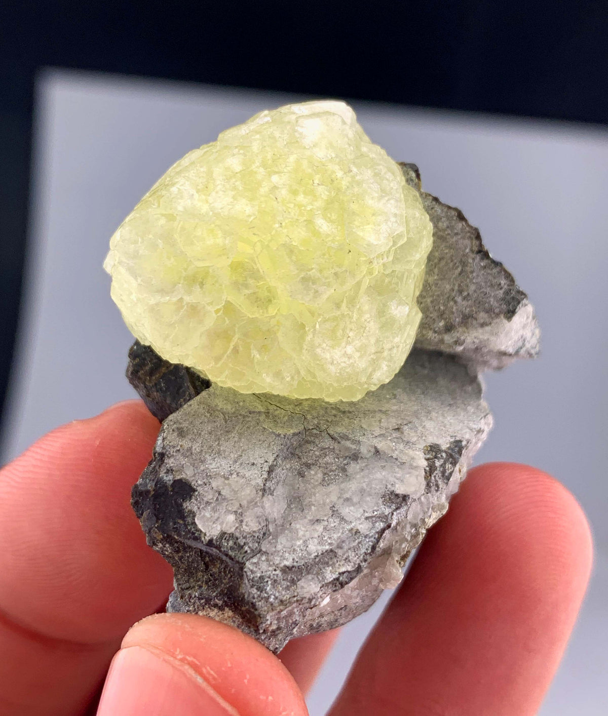 Botryoidal Yellow Bubble Brucite Crystal On Matrix From Pakistan - 32 Grams