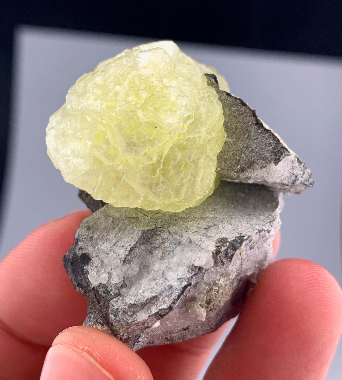 Botryoidal Yellow Bubble Brucite Crystal On Matrix From Pakistan - 32 Grams