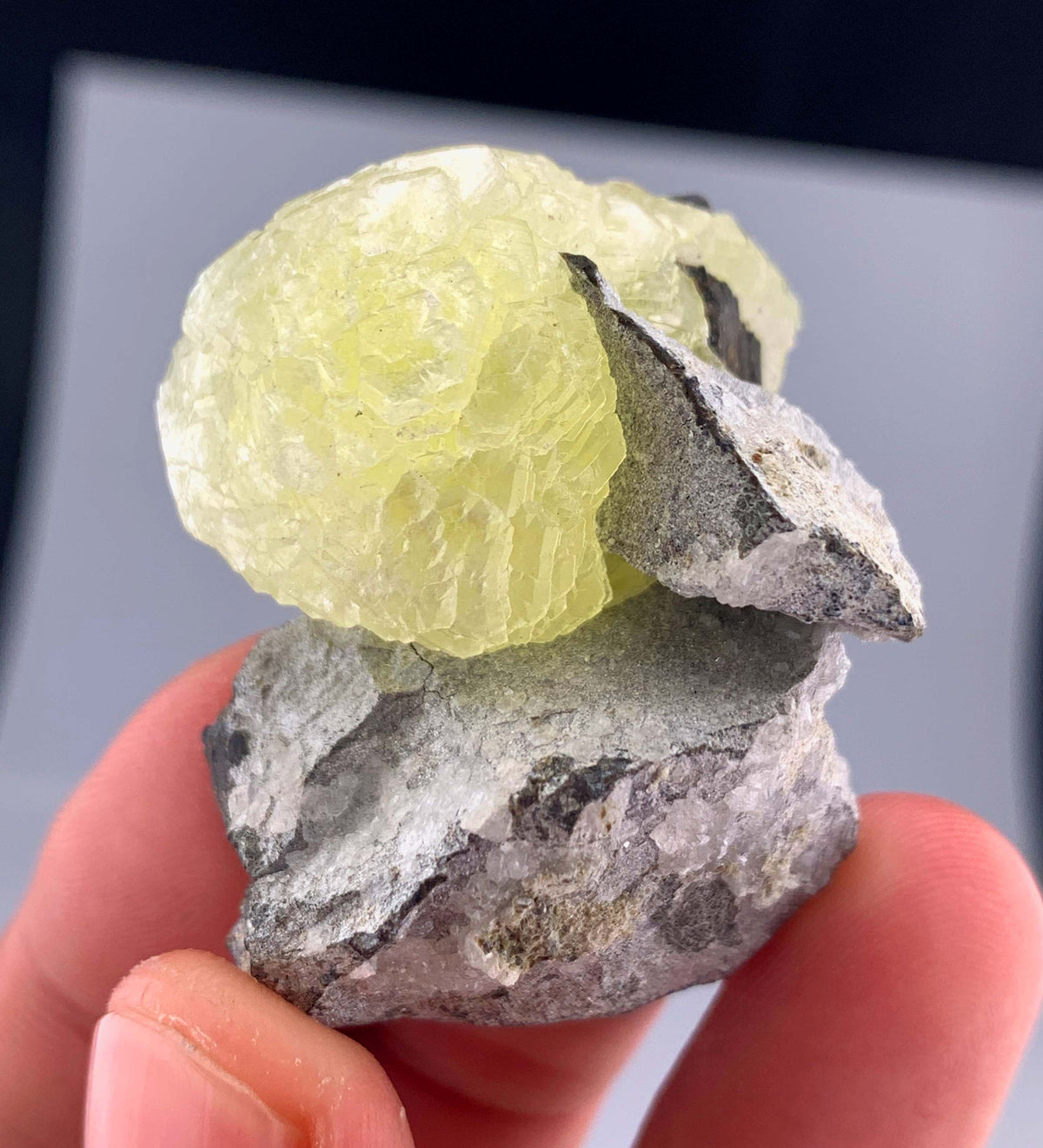 Botryoidal Yellow Bubble Brucite Crystal On Matrix From Pakistan - 32 Grams