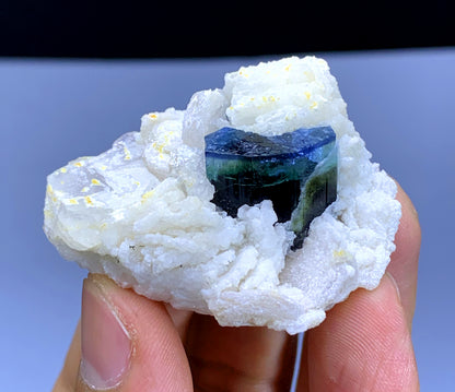 Blue Cap Tourmaline on Cleavelandite Albite from Pakistan - 28 gram