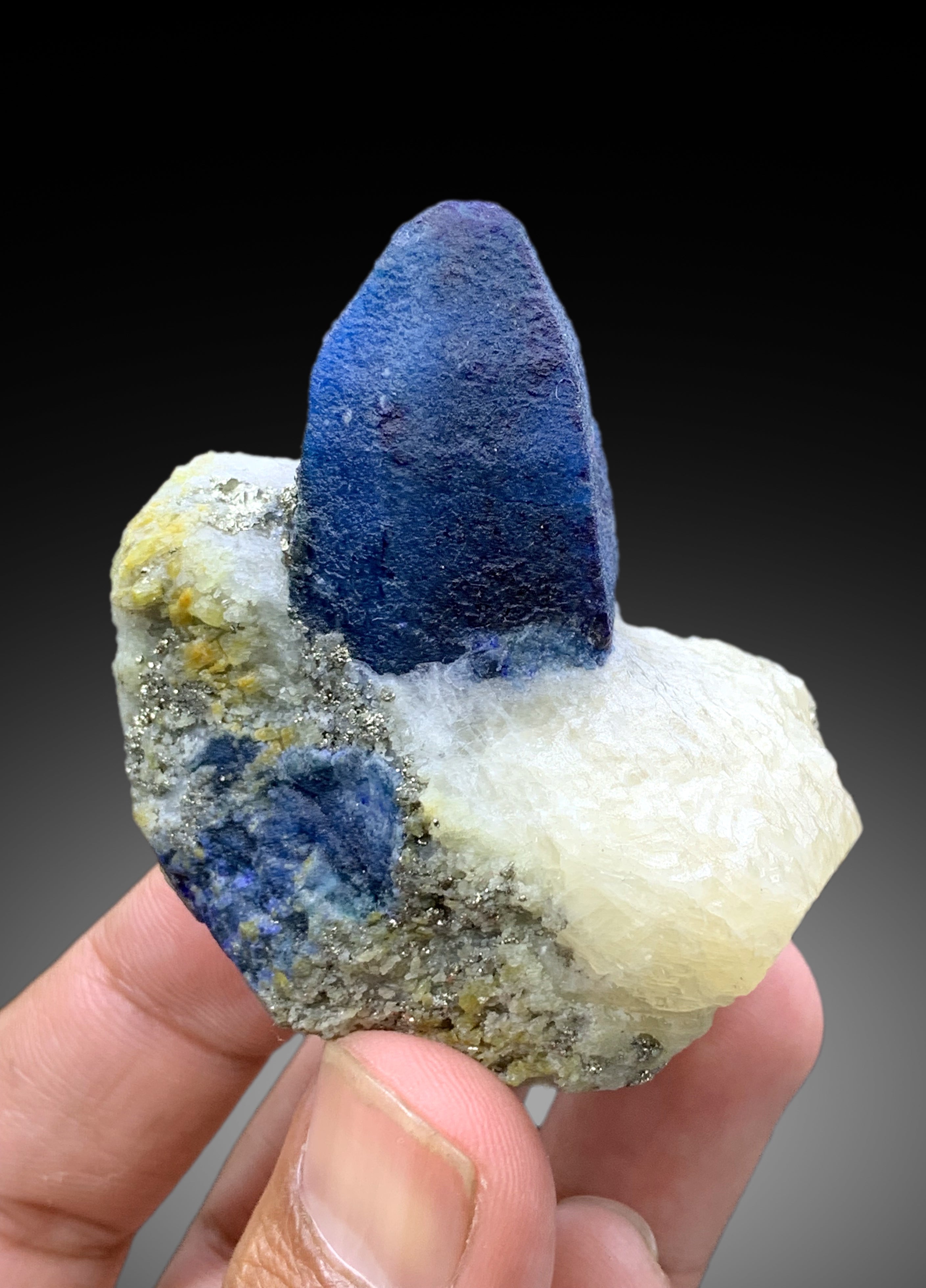 Rare Blue Afghanite with Pyrite on Matrix from Badakhshan Afghanistan - 159 gram