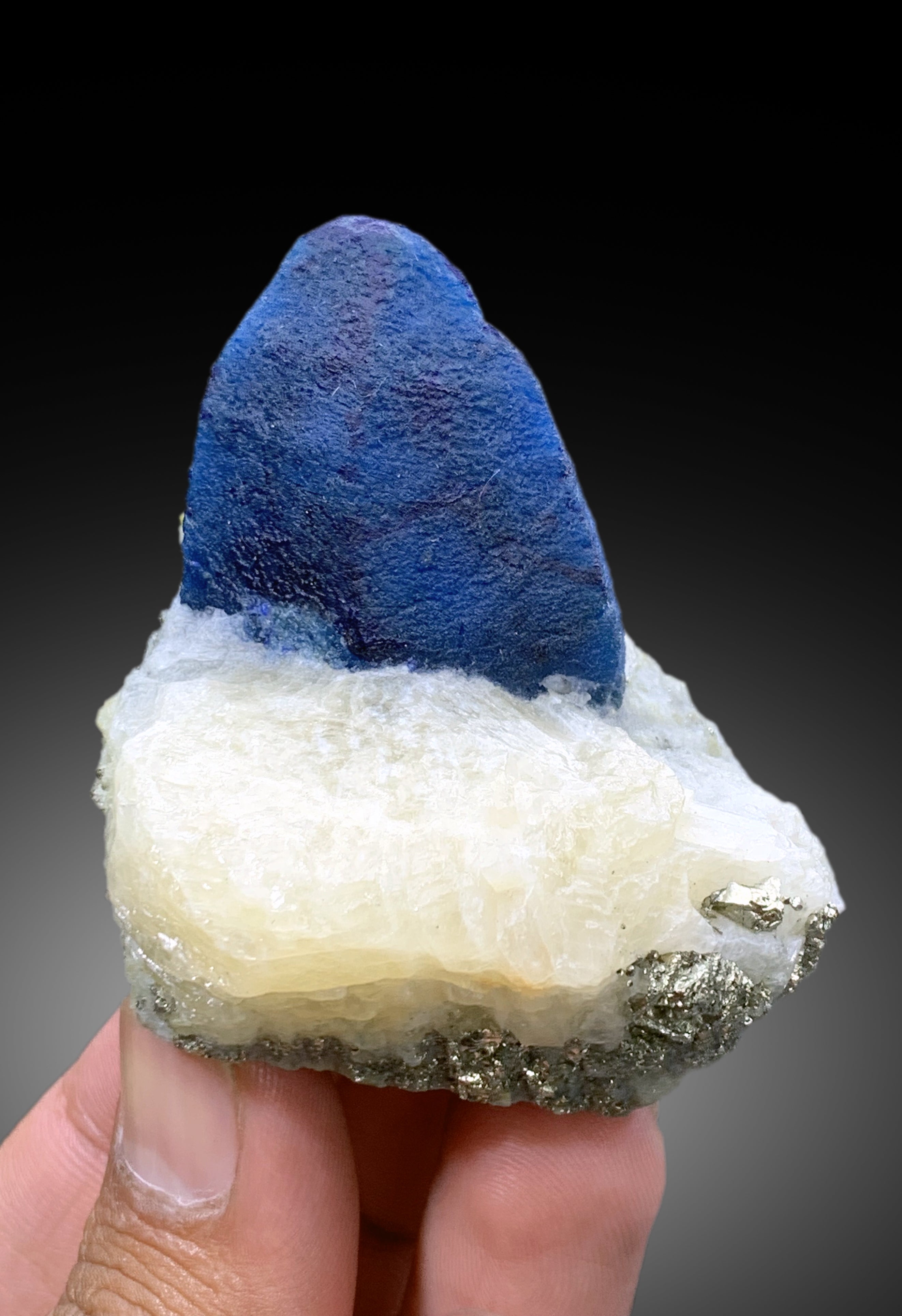 Rare Blue Afghanite with Pyrite on Matrix from Badakhshan Afghanistan - 159 gram