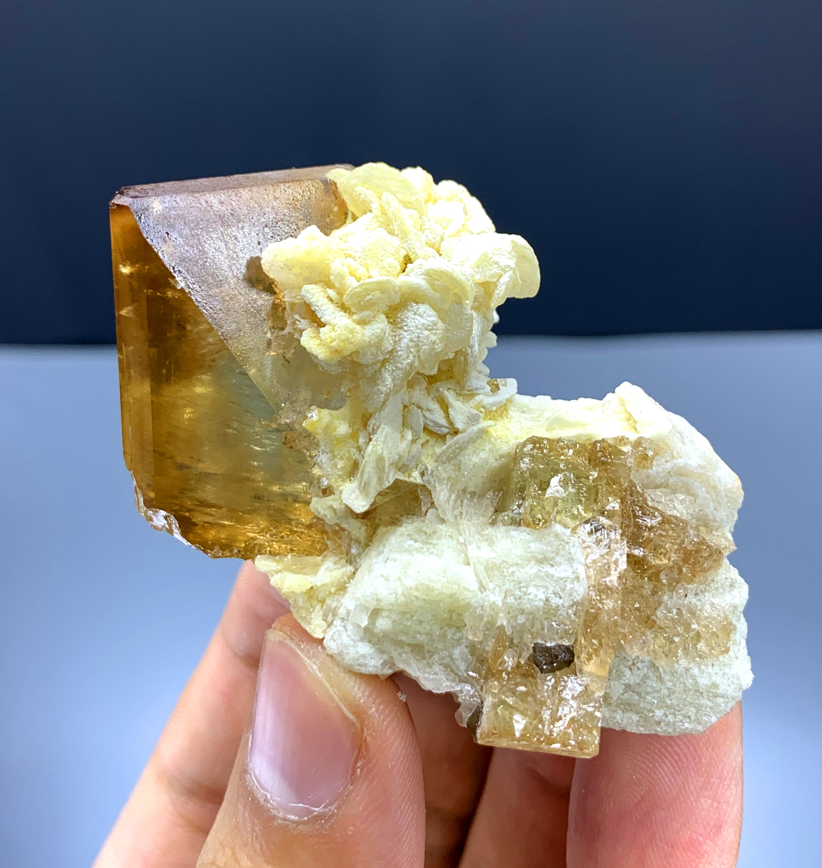 Natural Topaz Crystal on Albite from Pakistan - 74 gram