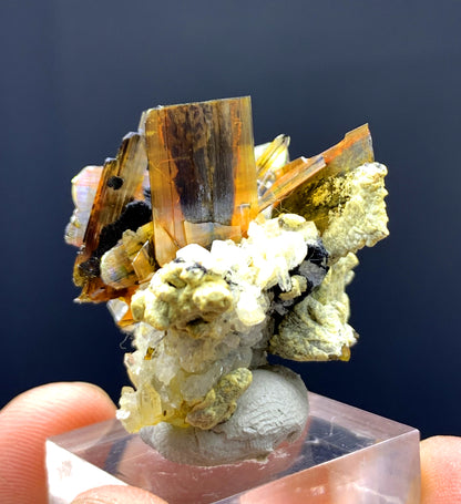 Rare Red Brookite Cluster with Quartz from Baluchistan Pakistan - 50.85 carats