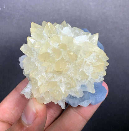 Blue Celestine Crystal on Yellow Calcite From Afghanistan - 170 Grams