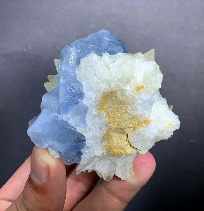 Blue Celestine Crystal on Yellow Calcite From Afghanistan - 170 Grams