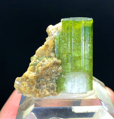 Natural Terminated Green Color Tourmaline Crystals with Albite, Raw Mineral, Crystal Specimen, Fine Mineral, Tourmaline Gemstone