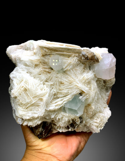 Sky Blue Aquamarine with Morganite, Smoky Quartz and White Albite, Fine Mineral, Aquamarine Specimen - 3200 gram