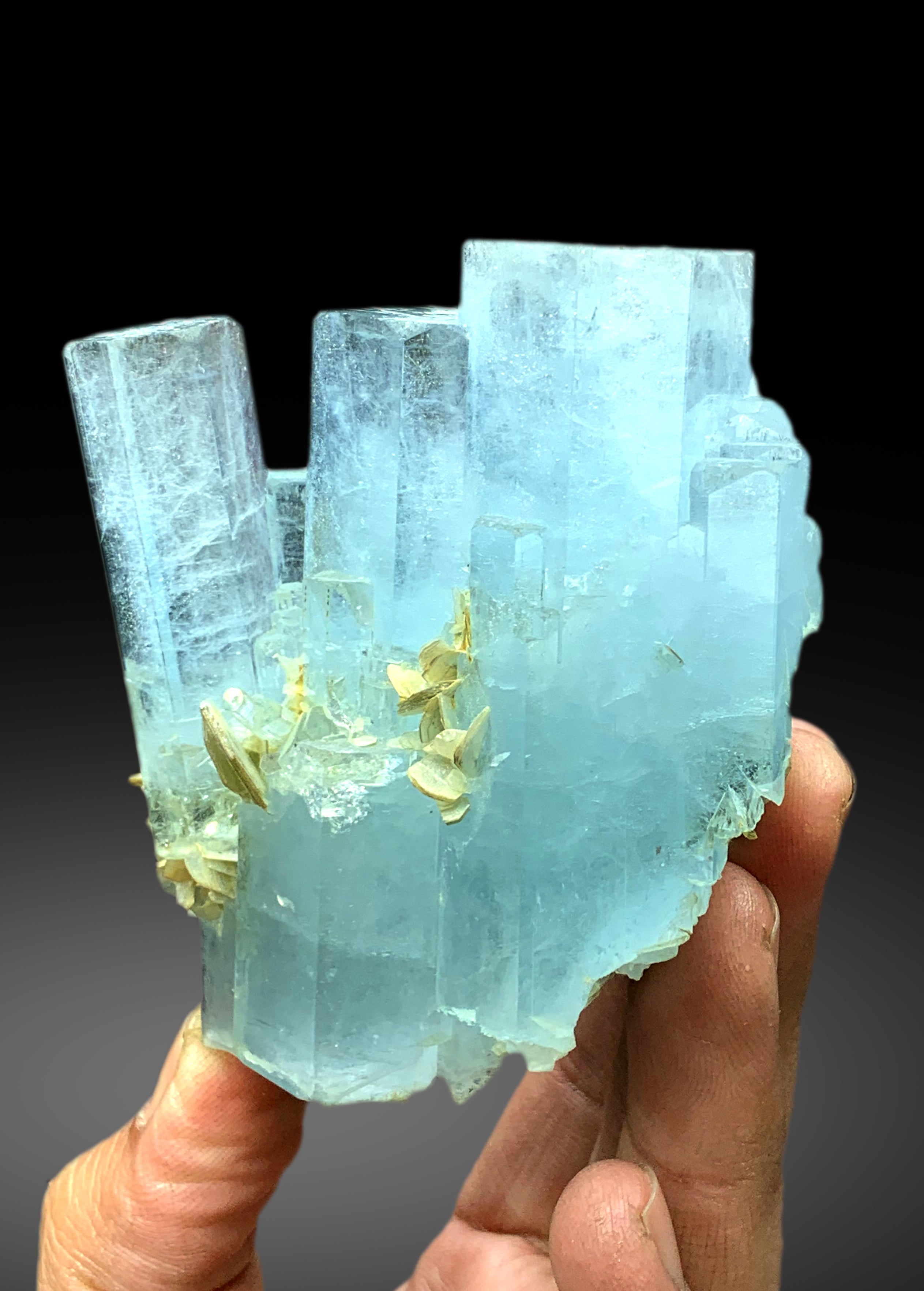 Incredible Blue Aquamarine Cluster with Muscovite from Pakistan - 408 gram