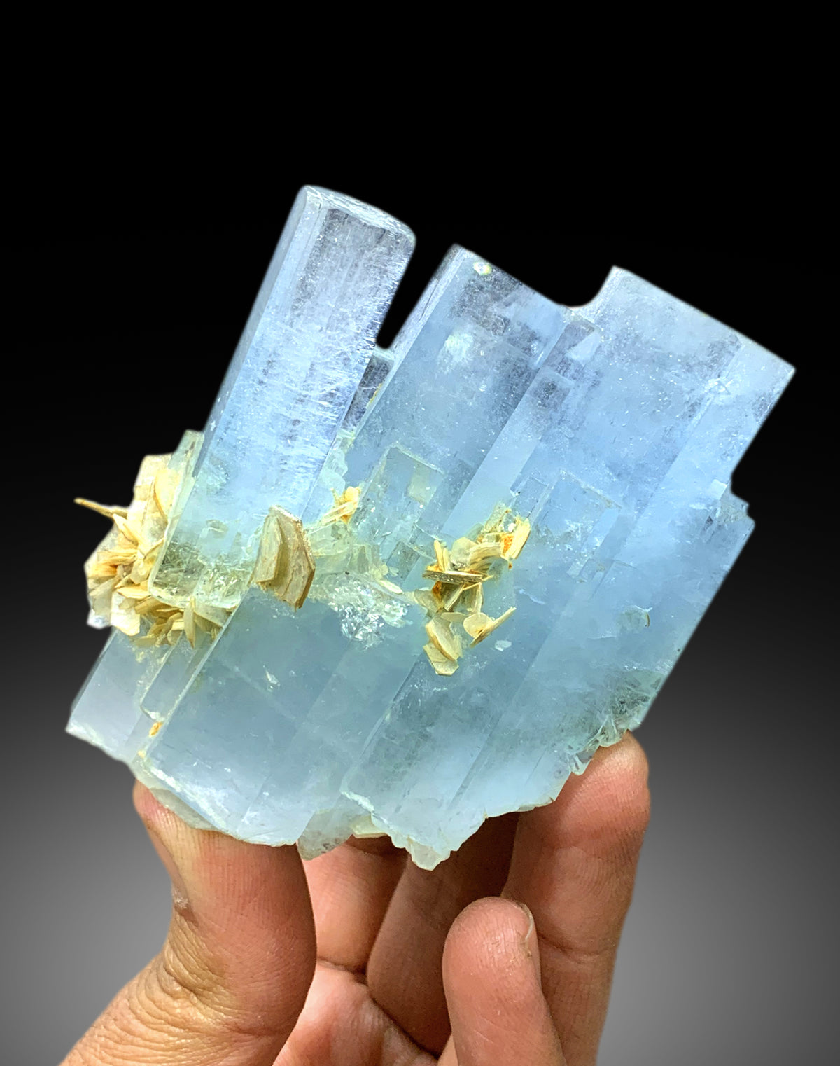 Incredible Blue Aquamarine Cluster with Muscovite from Pakistan - 408 gram