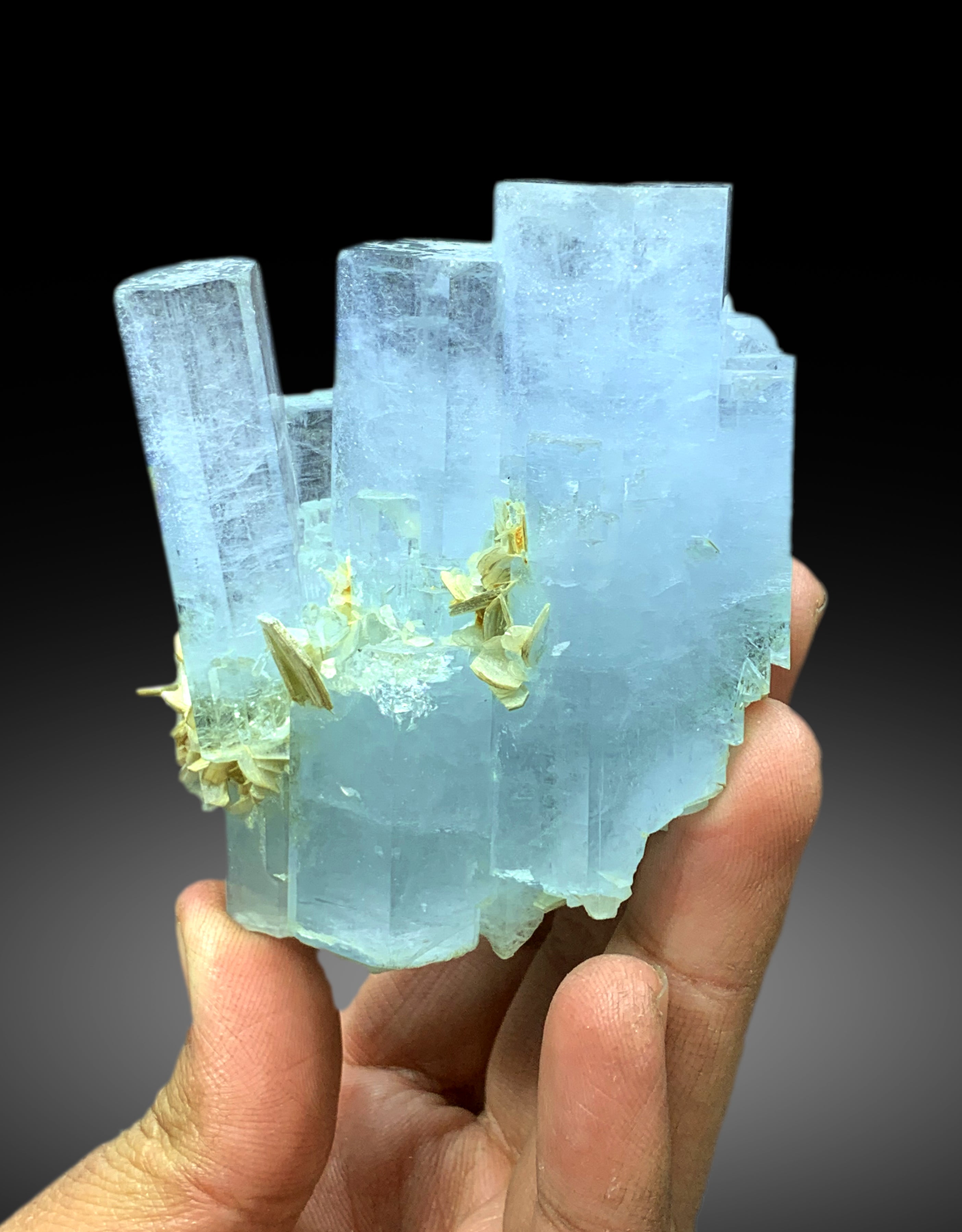 Incredible Blue Aquamarine Cluster with Muscovite from Pakistan - 408 gram