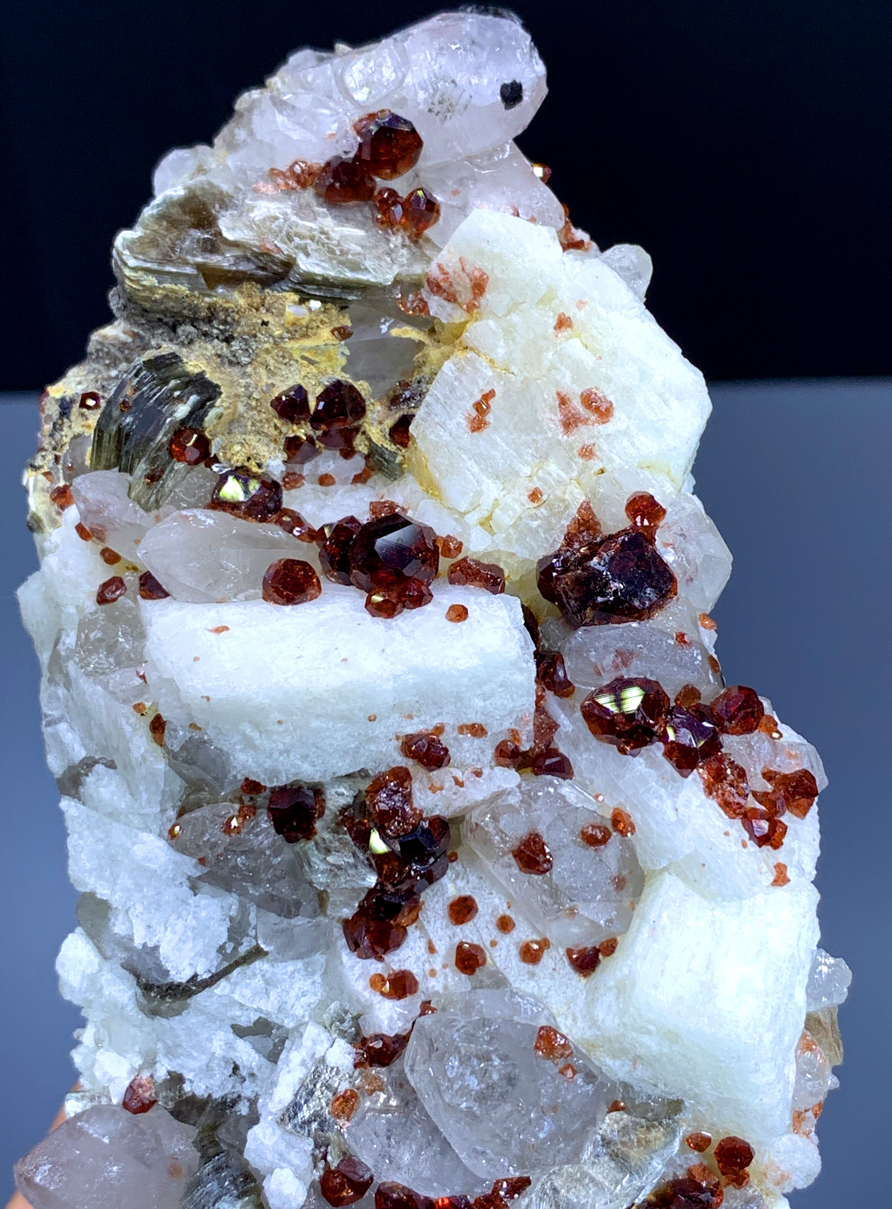 Red Garnet Cluster with Quartz and Mica Specimen from Pakistan - 333 gram