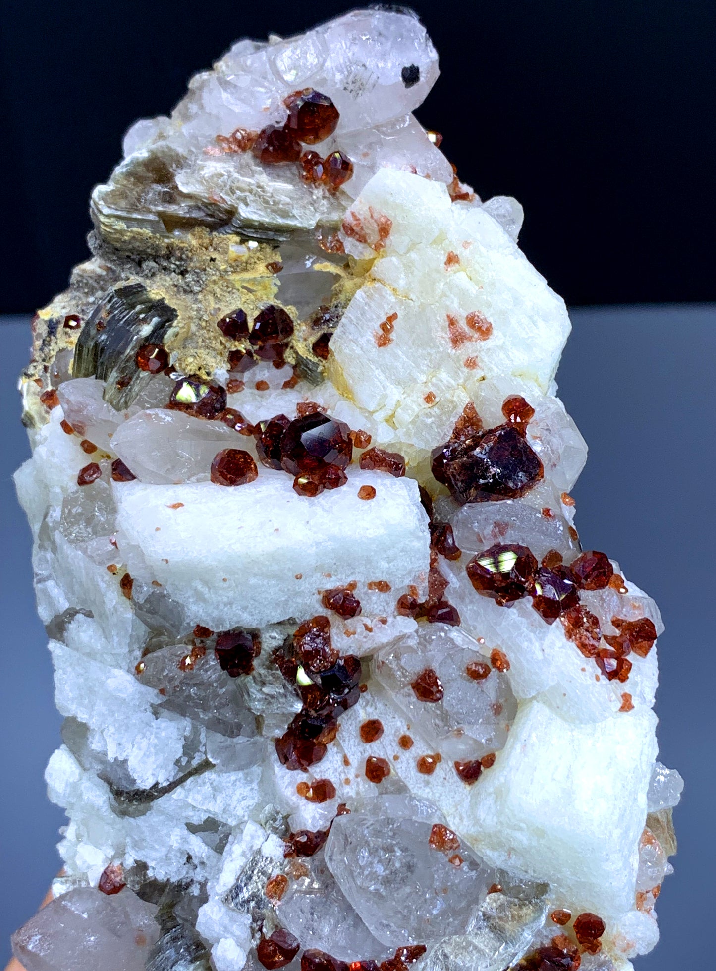 Red Garnet Cluster with Quartz and Mica Specimen from Pakistan - 333 gram