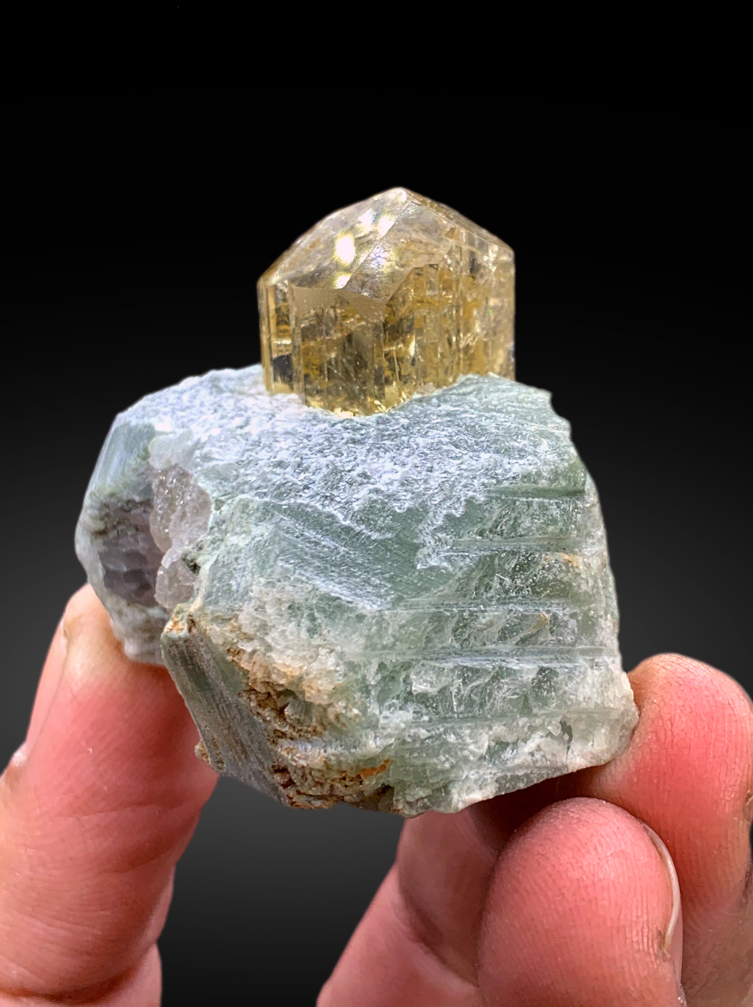 Natural Yellow Scapolite Crystal on Matrix from Afghanistan - 62 gram