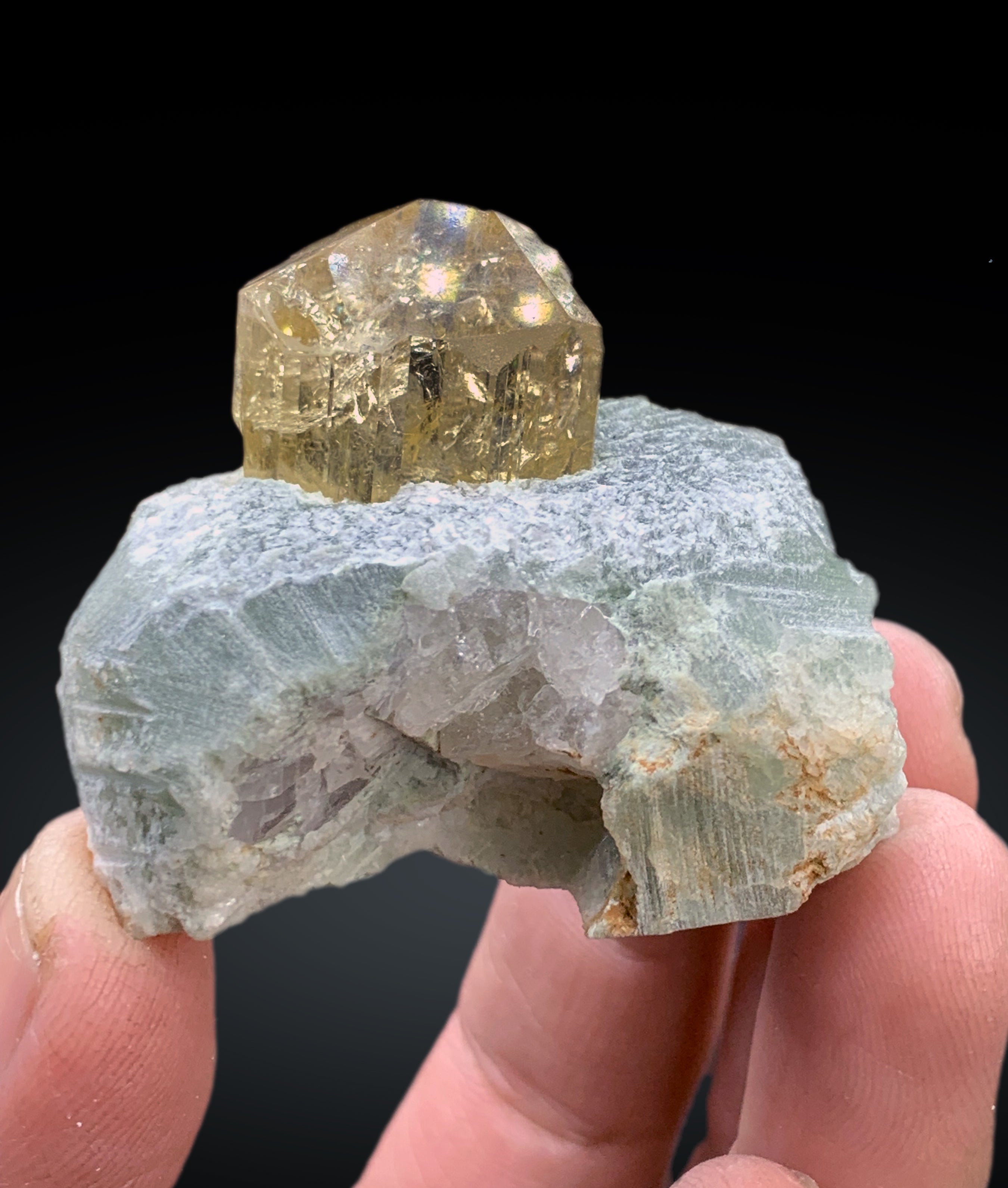 Natural Yellow Scapolite Crystal on Matrix from Afghanistan - 62 gram