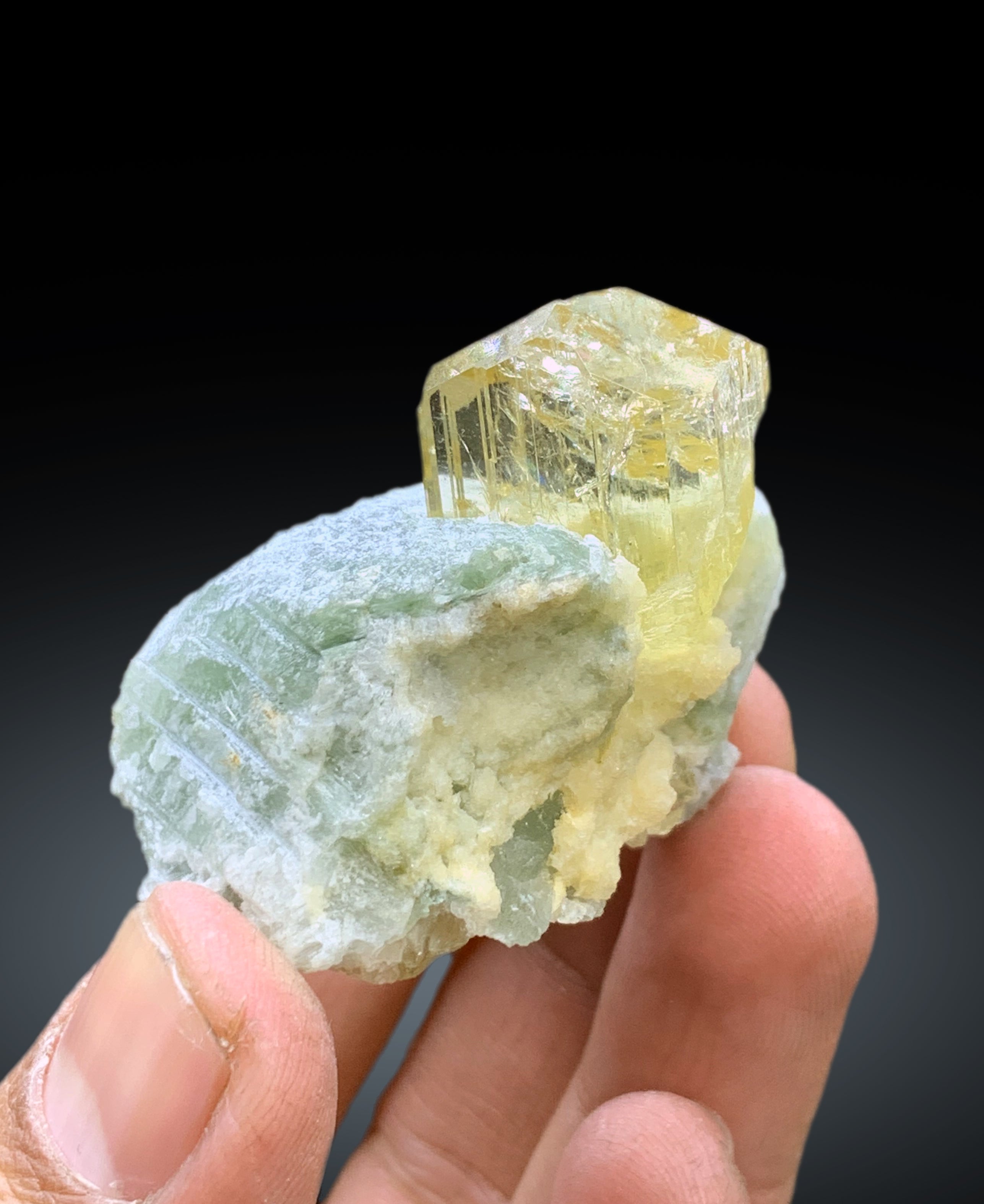 Natural Yellow Scapolite Crystal on Matrix from Afghanistan - 62 gram