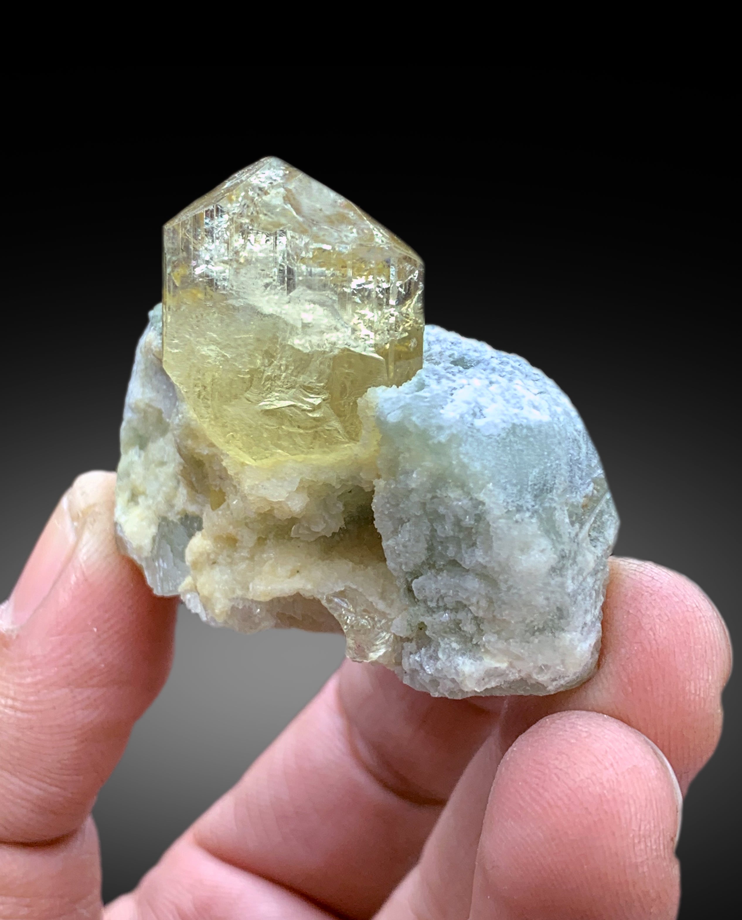 Natural Yellow Scapolite Crystal on Matrix from Afghanistan - 62 gram