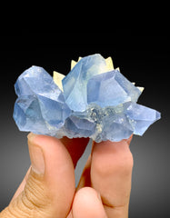 Natural Blue Color Celestine with Calcite, Celestine Specimen, Fine Mineral, Celestine from Baghdis, Mine Afghanistan - 117 gram