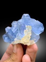 Natural Blue Color Celestine with Calcite, Celestine Specimen, Fine Mineral, Celestine from Baghdis, Mine Afghanistan - 117 gram