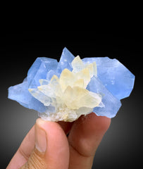 Natural Blue Color Celestine with Calcite, Celestine Specimen, Fine Mineral, Celestine from Baghdis, Mine Afghanistan - 117 gram