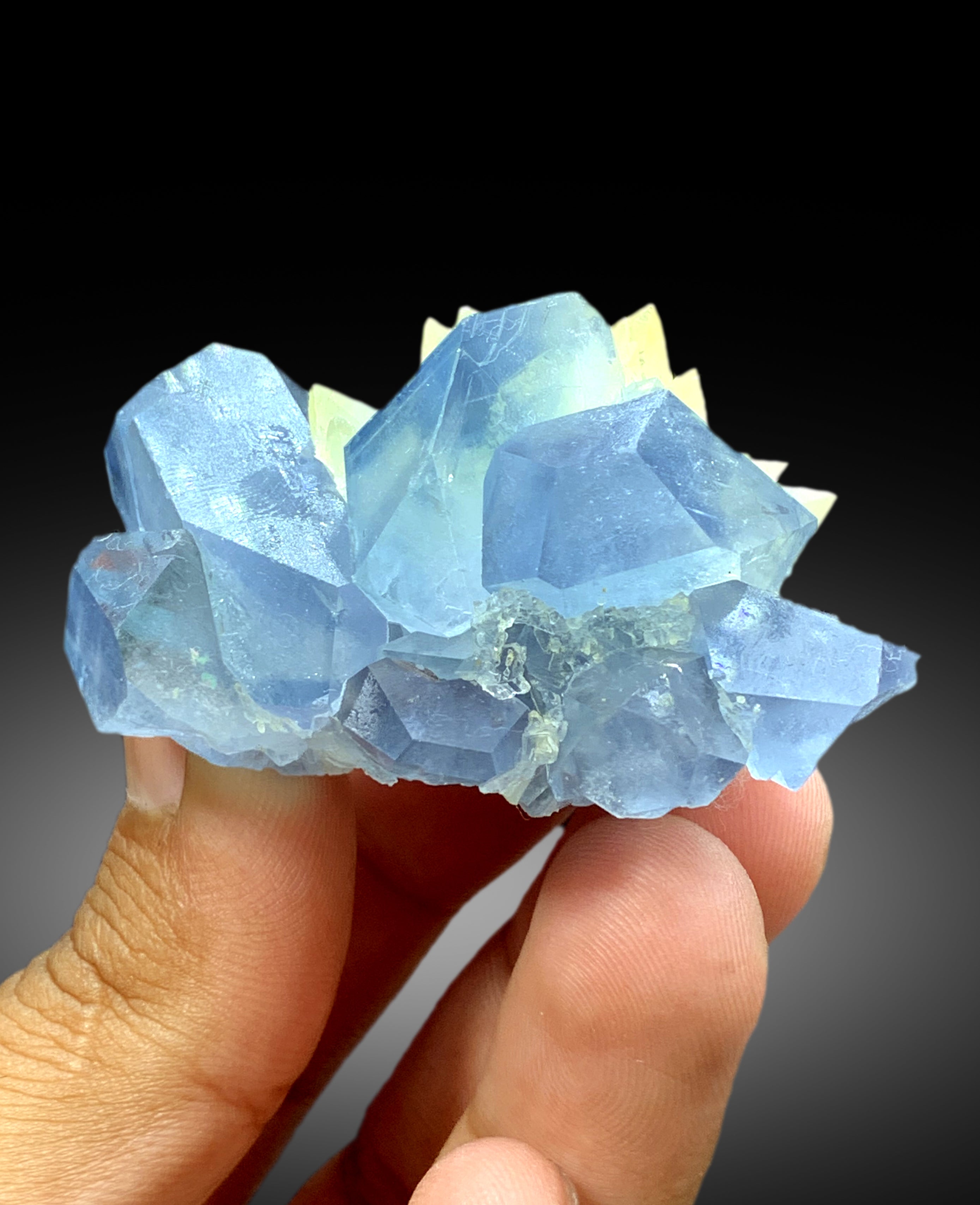 Natural Blue Color Celestine with Calcite, Celestine Specimen, Fine Mineral, Celestine from Baghdis, Mine Afghanistan - 117 gram