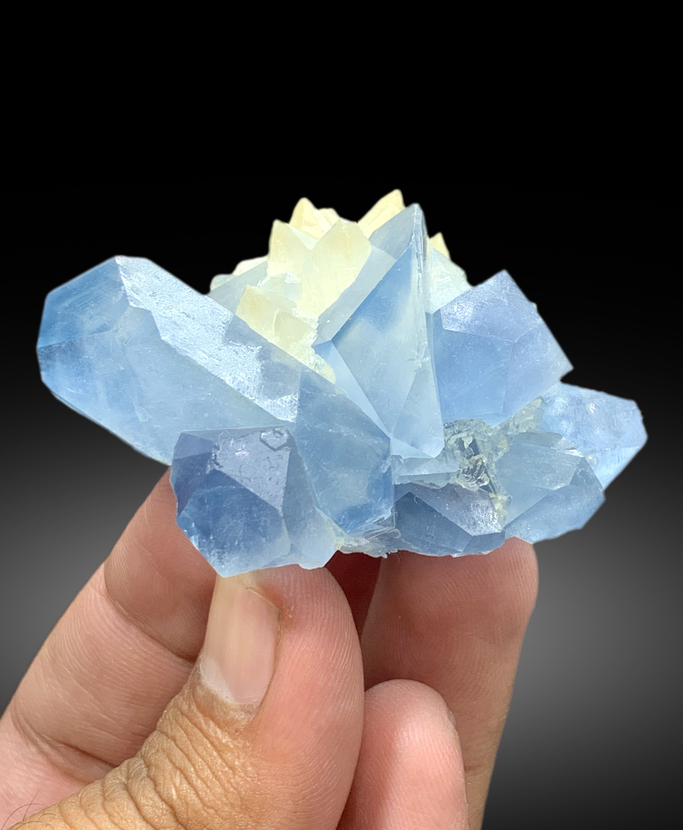 Natural Blue Color Celestine with Calcite, Celestine Specimen, Fine Mineral, Celestine from Baghdis, Mine Afghanistan - 117 gram