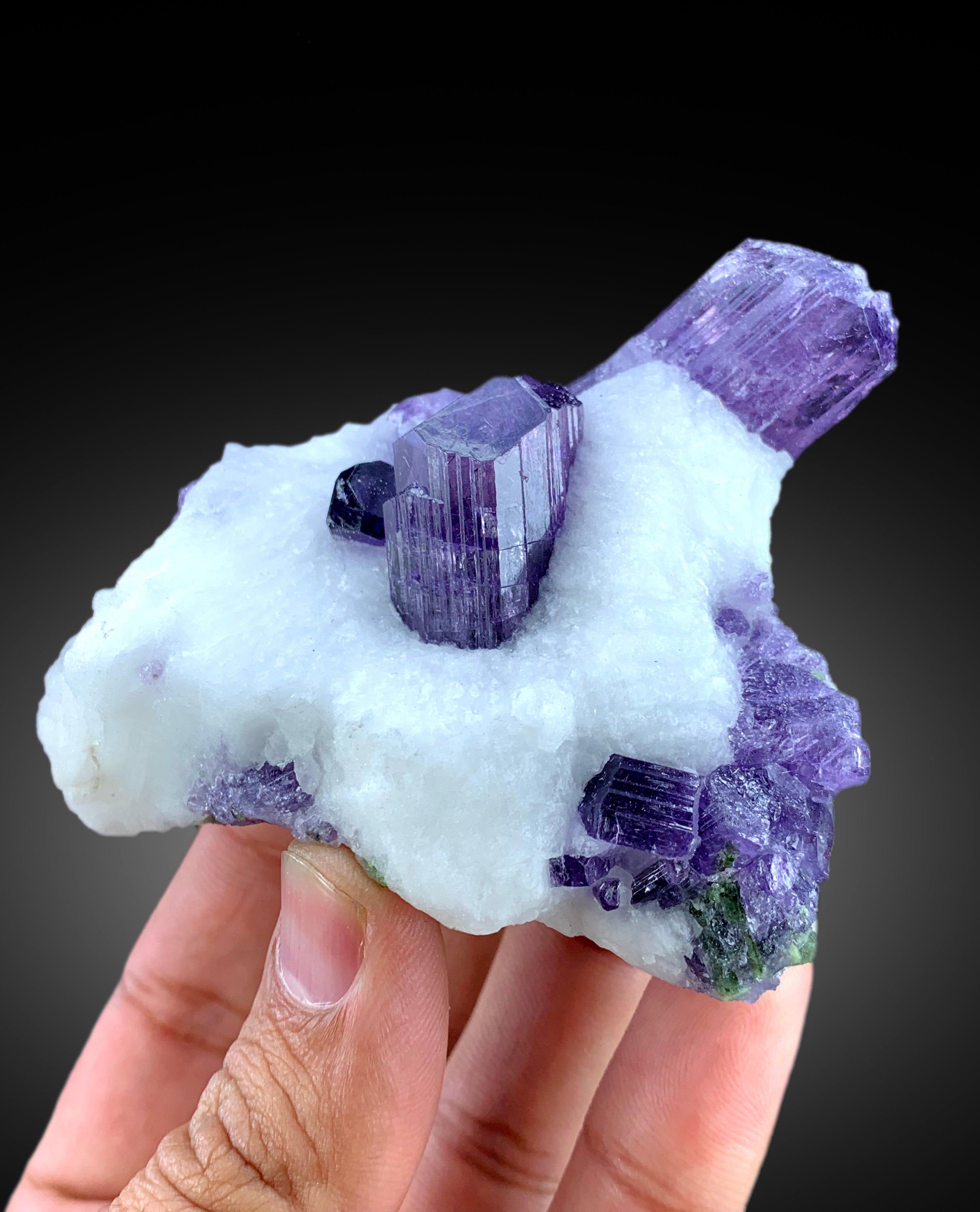 Purple Scapolite Crystals on Matrix, Scapolite Specimen, Raw Mineral, Crystal Specimen, Scapolite from Afghanistan - 196 gram