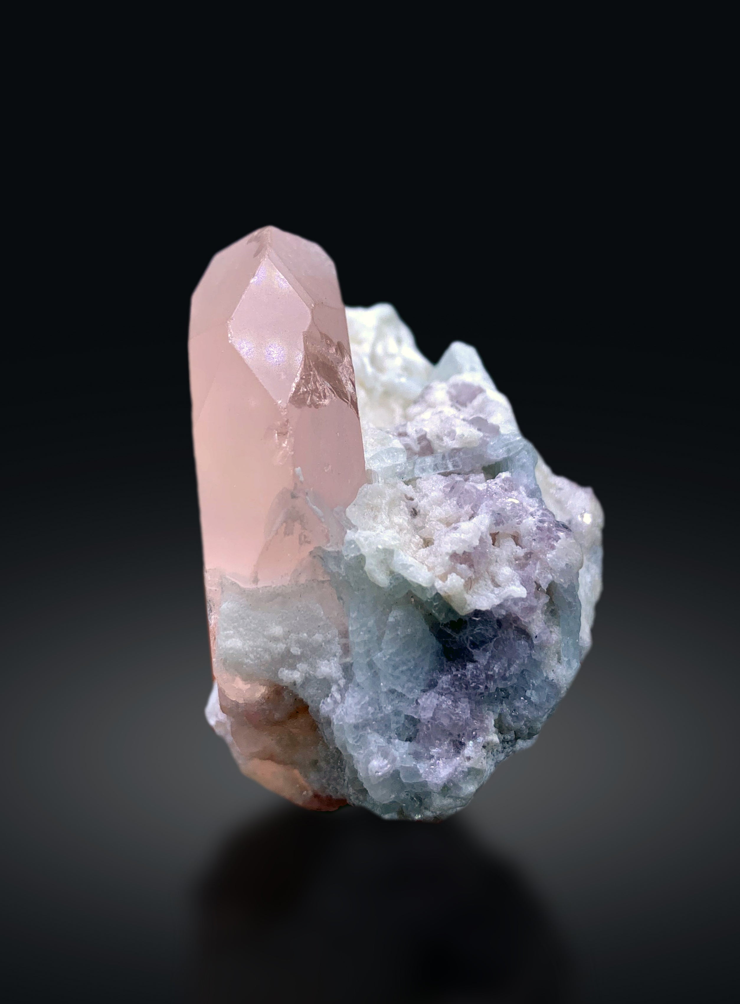 Peach Pink Morganite on Albite from Afghanistan - 62 gram