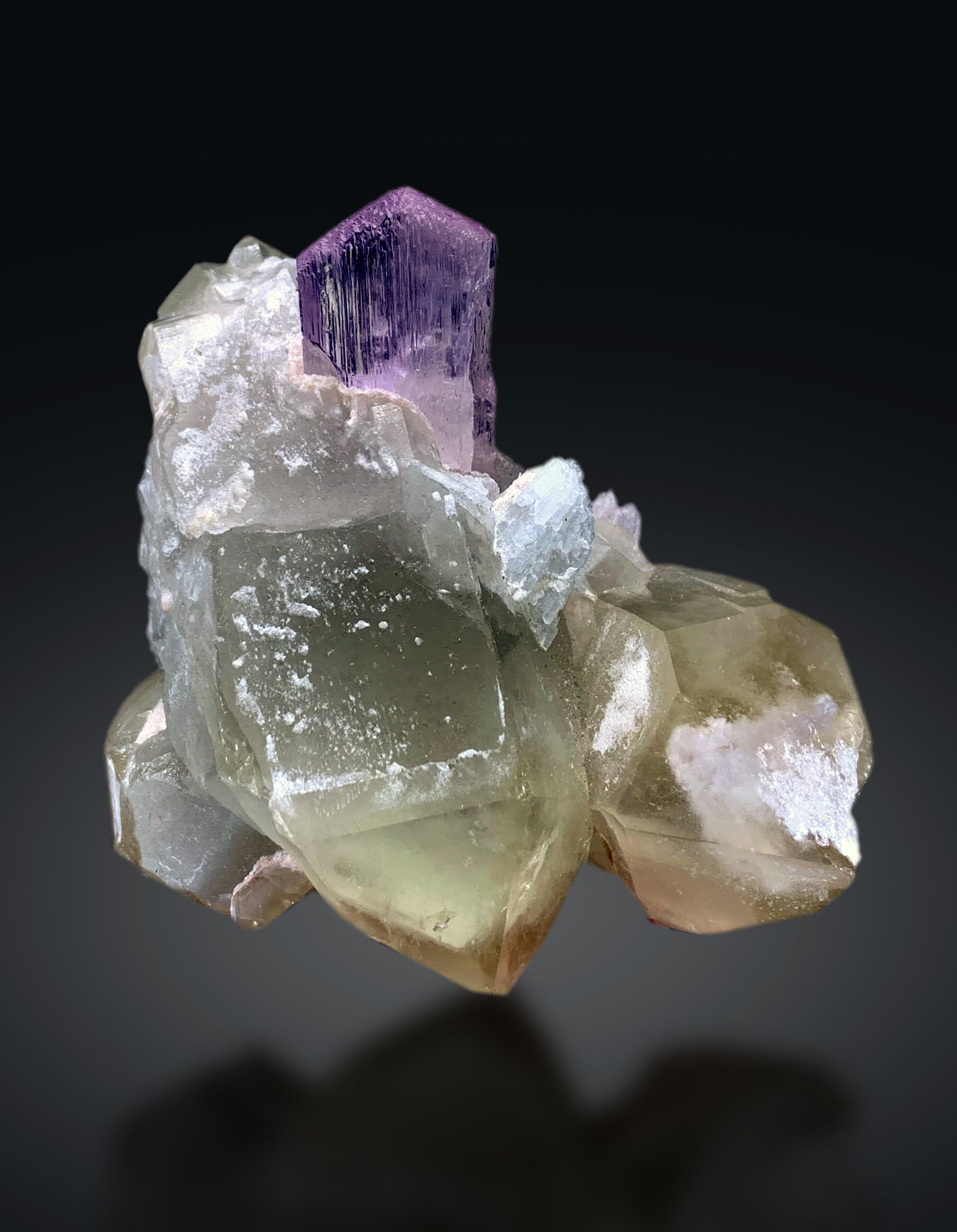 Pink Kunzite with Microlite on Quartz from Afghanistan - 214 gram