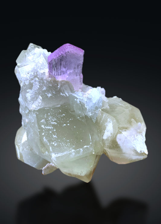Pink Kunzite with Microlite on Quartz from Afghanistan - 214 gram