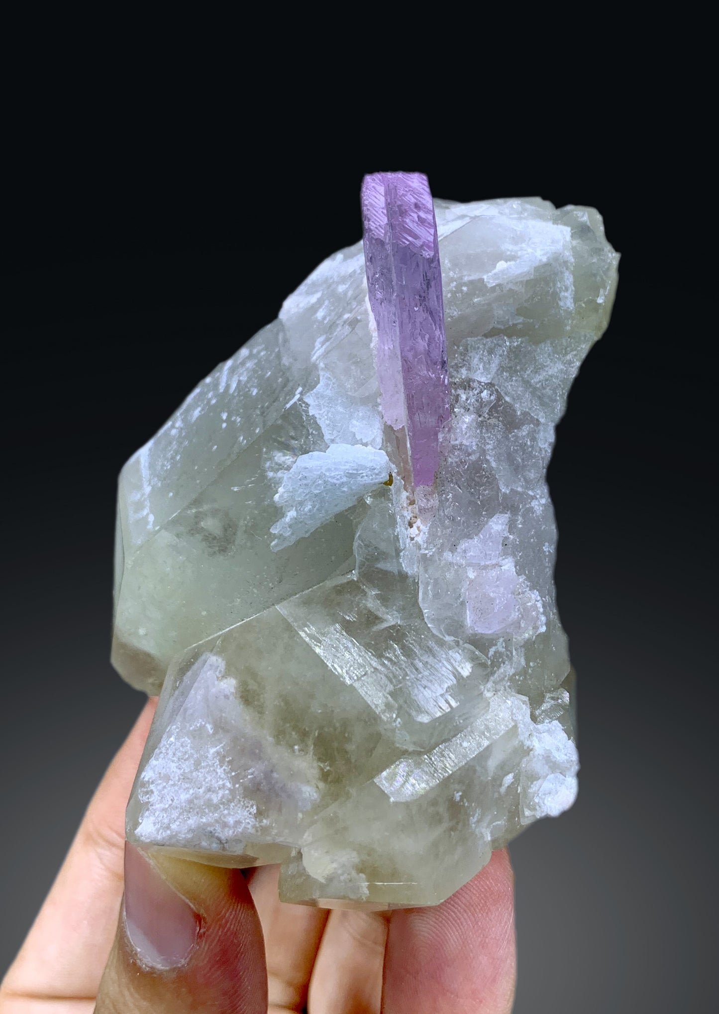 Pink Kunzite with Microlite on Quartz from Afghanistan - 214 gram