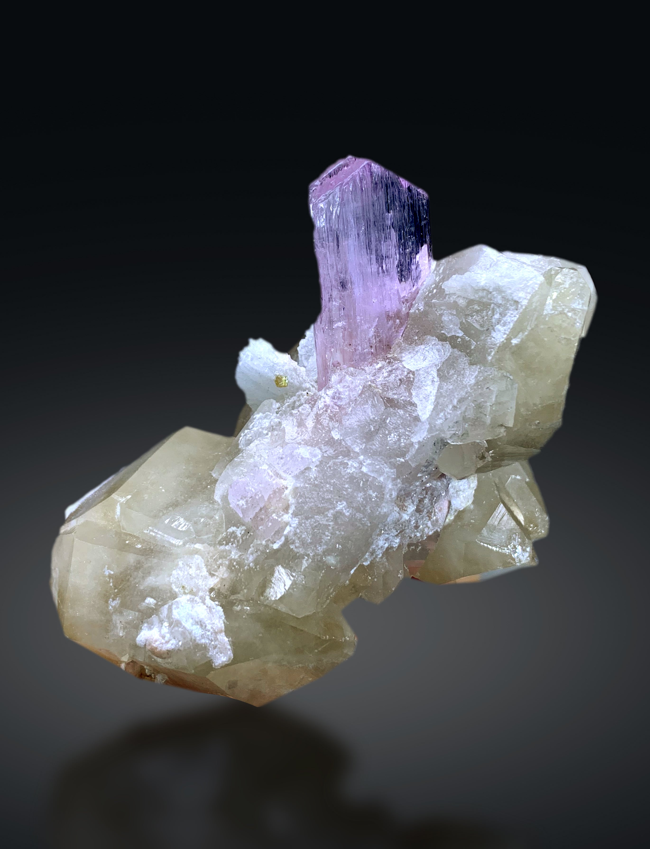 Pink Kunzite with Microlite on Quartz from Afghanistan - 214 gram