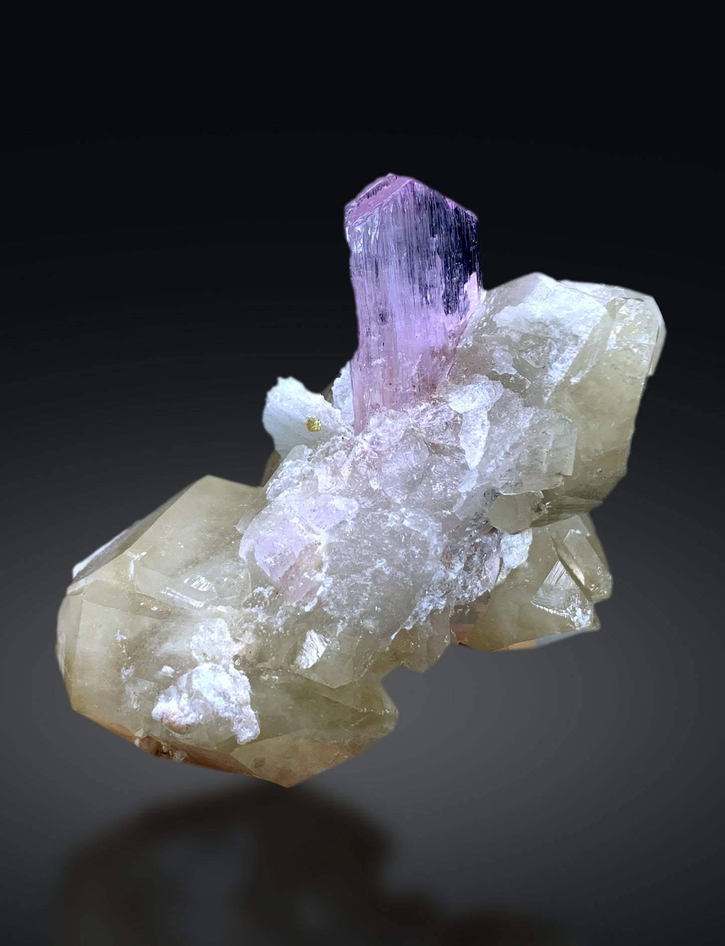 Pink Kunzite with Microlite on Quartz from Afghanistan - 214 gram