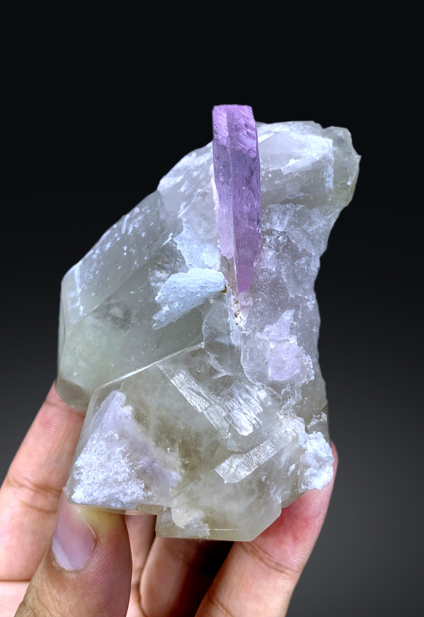 Pink Kunzite with Microlite on Quartz from Afghanistan - 214 gram