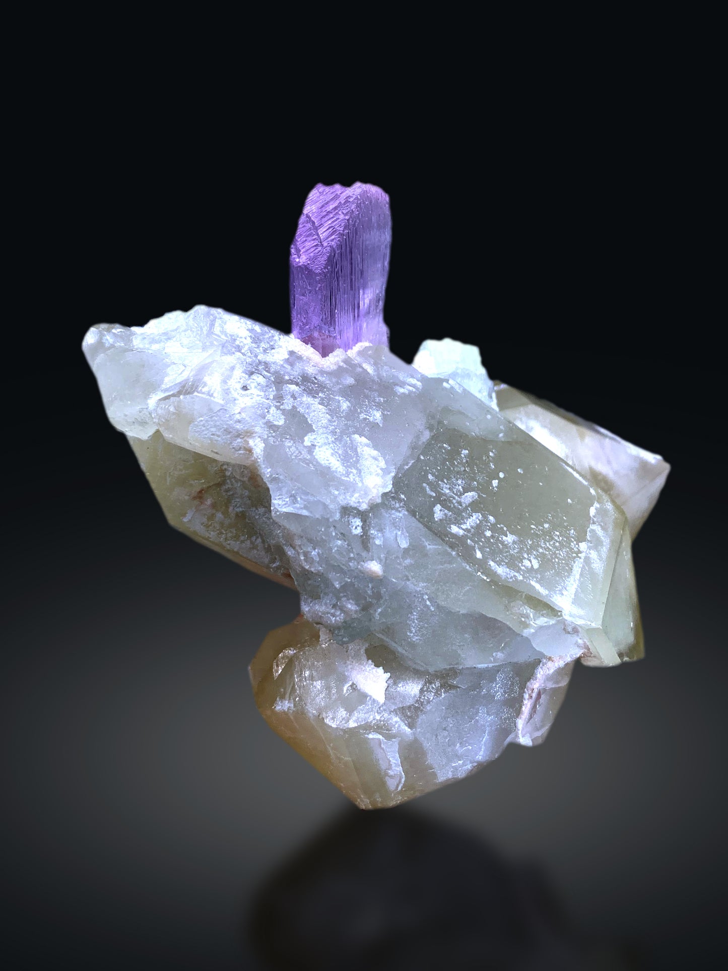 Pink Kunzite with Microlite on Quartz from Afghanistan - 214 gram