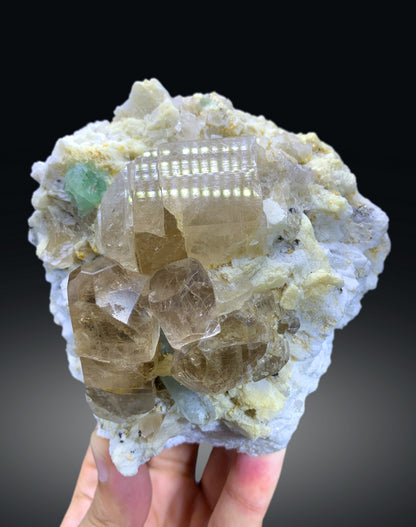 Topaz Crystals with Aquamarine and Green Fluorite on Matrix from Pakistan - 916 gram