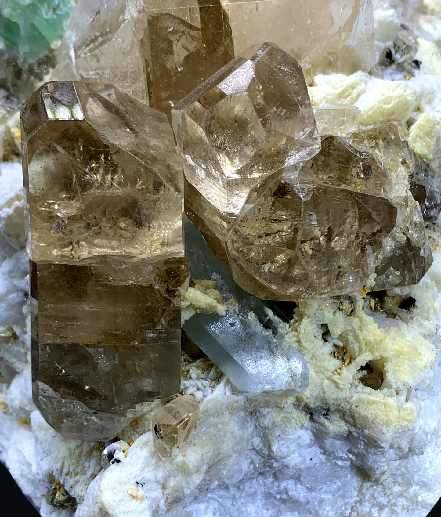 Topaz Crystals with Aquamarine and Green Fluorite on Matrix from Pakistan - 916 gram