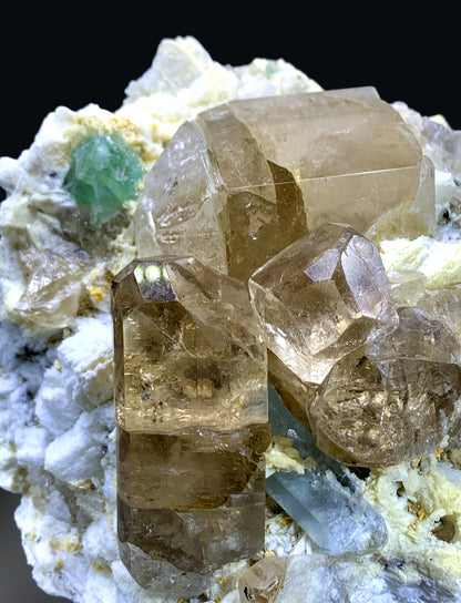 Topaz Crystals with Aquamarine and Green Fluorite on Matrix from Pakistan - 916 gram