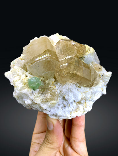 Topaz Crystals with Aquamarine and Green Fluorite on Matrix from Pakistan - 916 gram