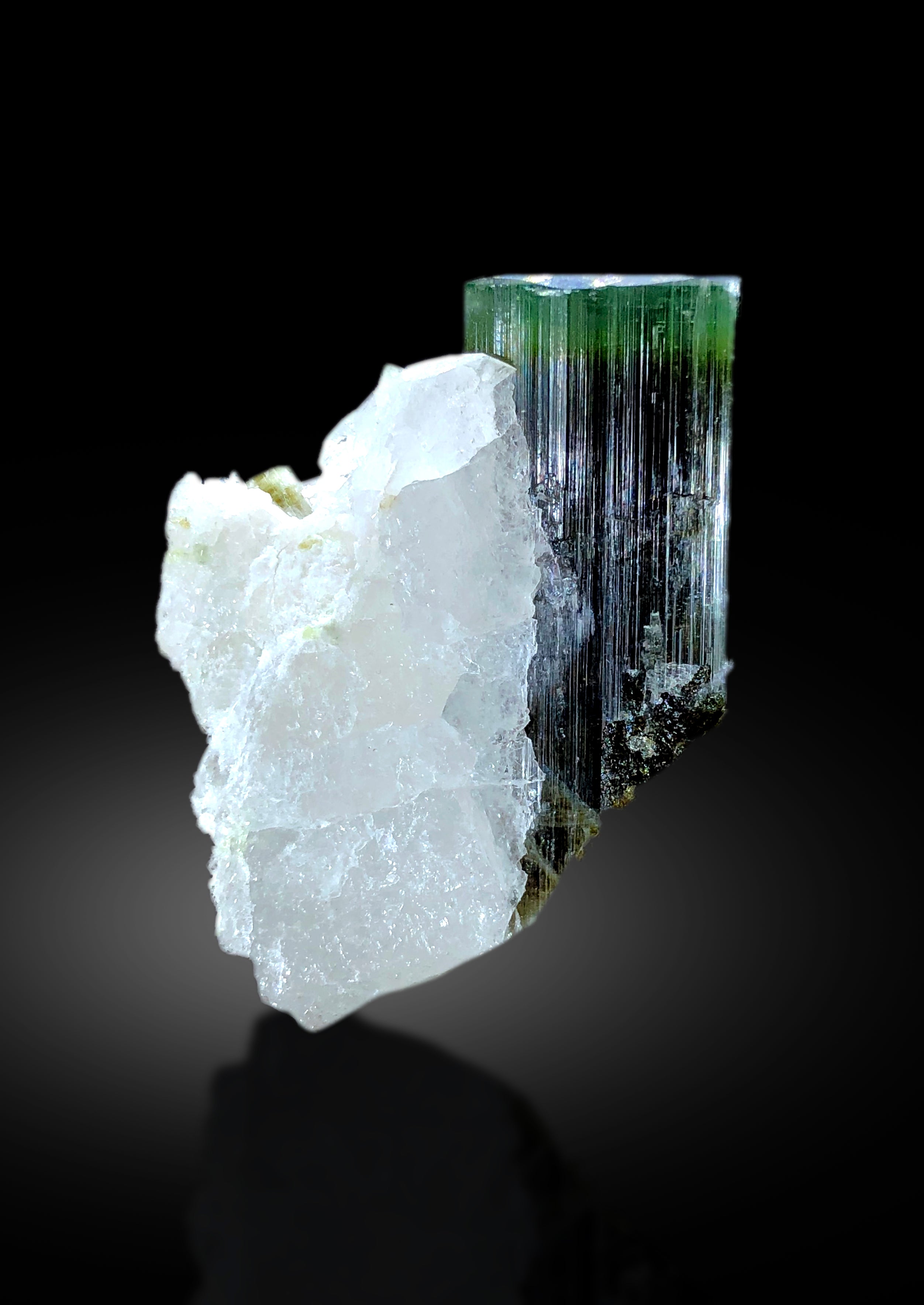 Natural Green Cap Tourmaline with Quartz, Tourmaline Specimen, Raw Mineral, Tourmaline from Astak Nala Mine Skardu Pakistan - 16 gram